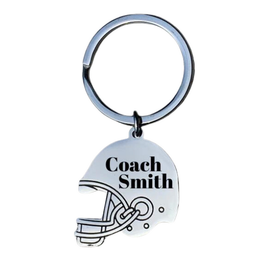 Personalized Engraved Football Coach Keychain - Helmet