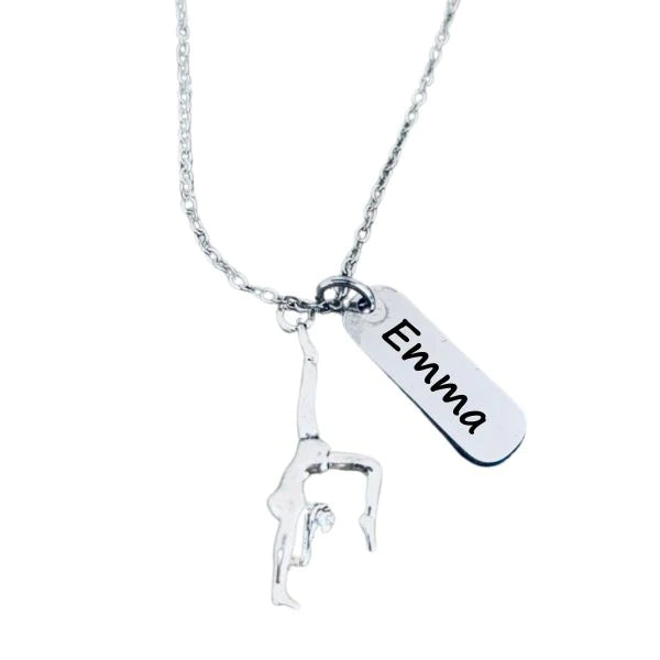 Personalized Engraved Gymnastics Heart Necklace