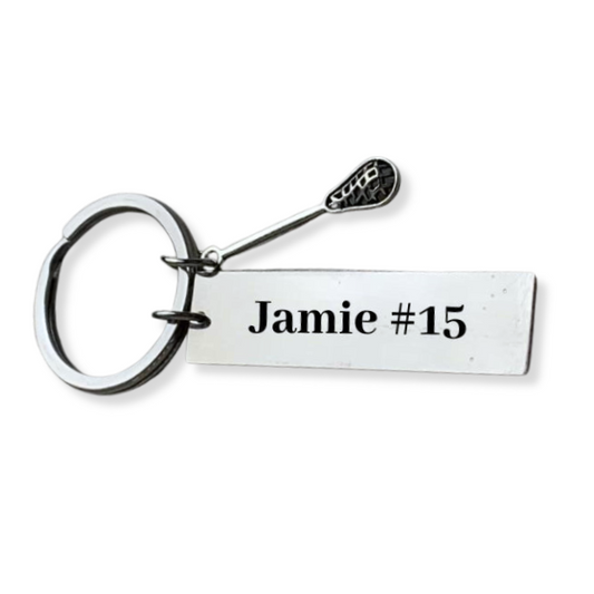 Personalized Engraved Lacrosse Bar Keychain