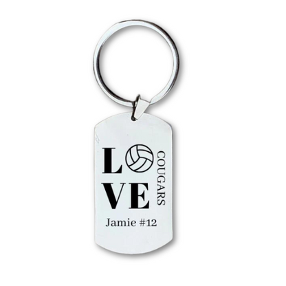 Personalized  Engraved Love Volleyball Keychain