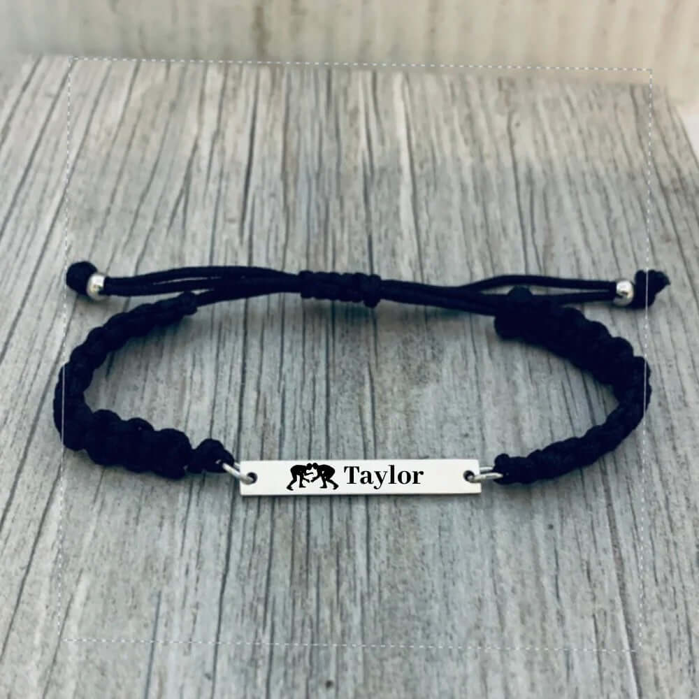 Personalized Engraved Wrestling Bar Rope Bracelet