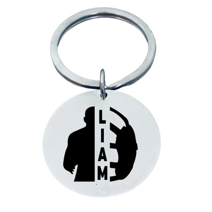 Personalized Engraved Wrestling Keychain - Round - Pick Style
