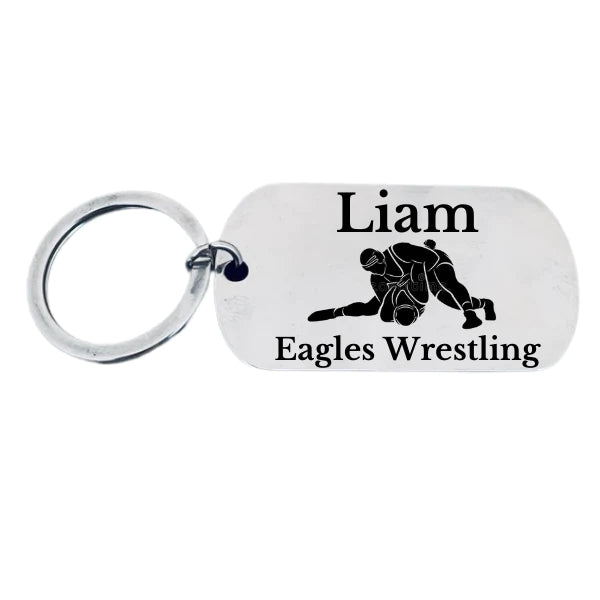 Personalized Engraved Wrestling Keychain - Pick Style