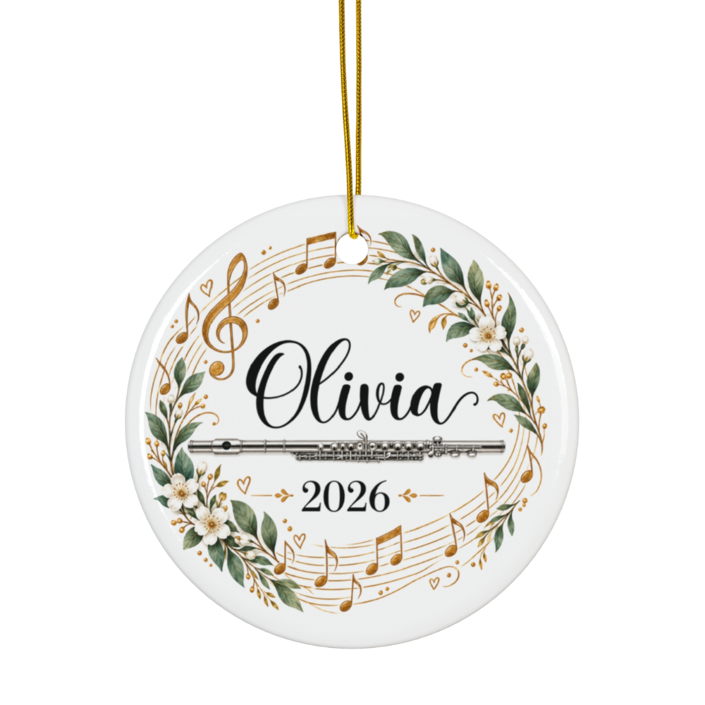 Personalized Flute Ornament 2026, Flute Player Christmas Ornament, Custom Name Music Gift
