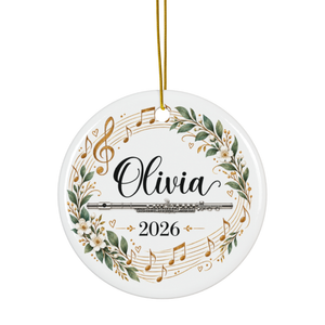 Personalized Flute Ornament 2026, Flute Player Christmas Ornament, Custom Name Music Gift