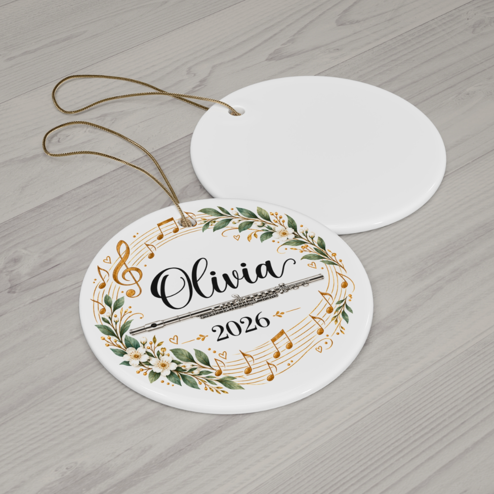 Personalized Flute Ornament 2026, Flute Player Christmas Ornament, Custom Name Music Gift