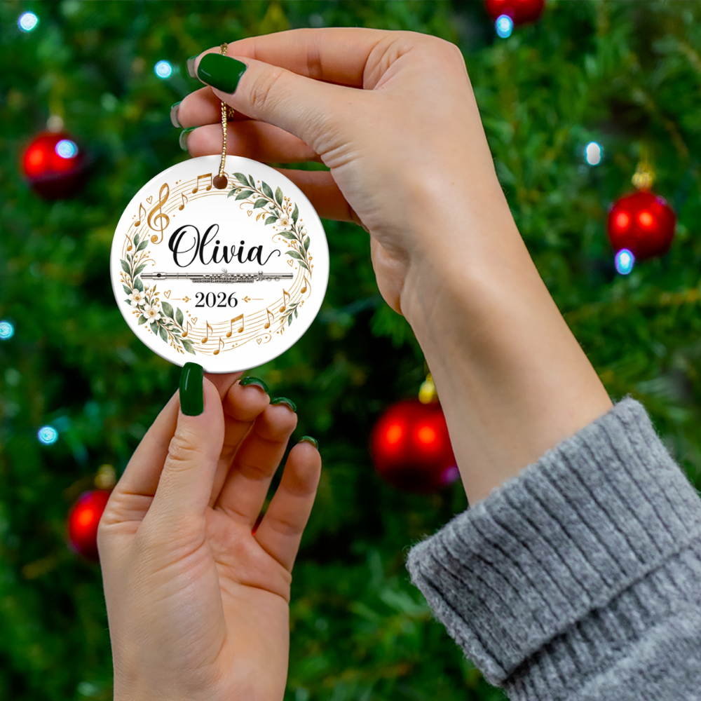 Personalized Flute Ornament 2026, Flute Player Christmas Ornament, Custom Name Music Gift