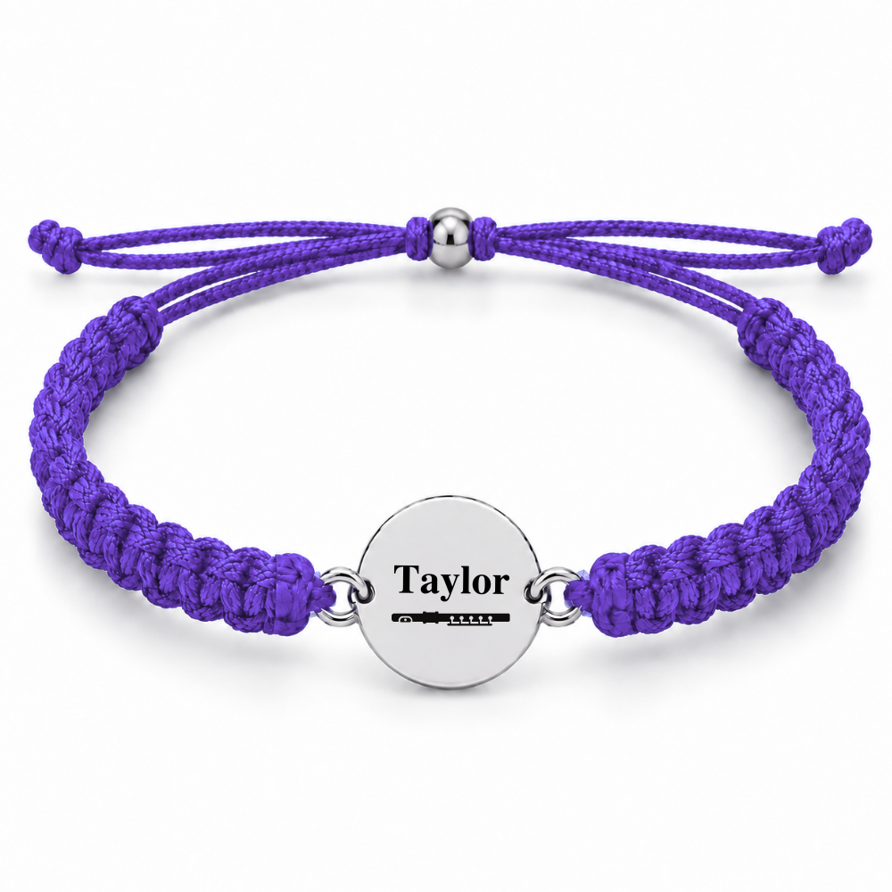 Personalized Flute Rope Bracelet - Pick Color