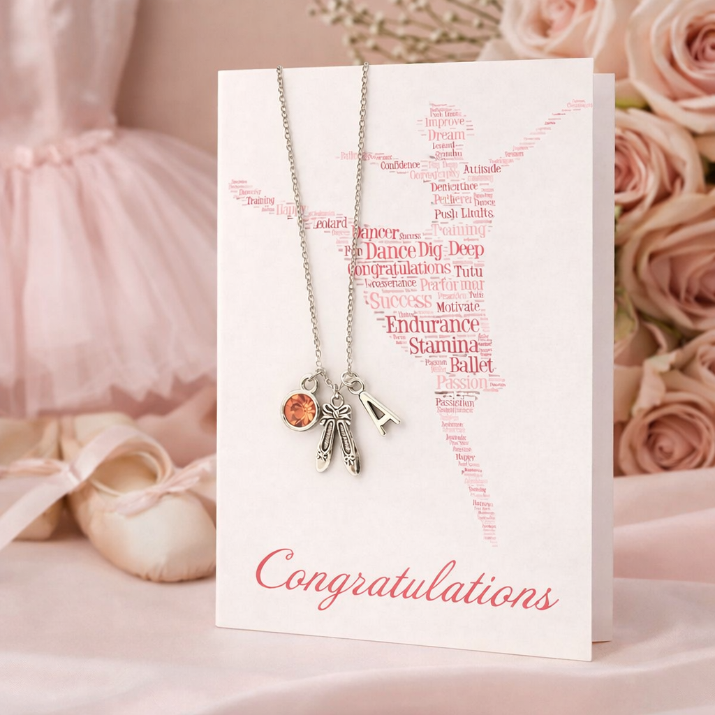 Personalized Dance Necklace & Card Gift Set