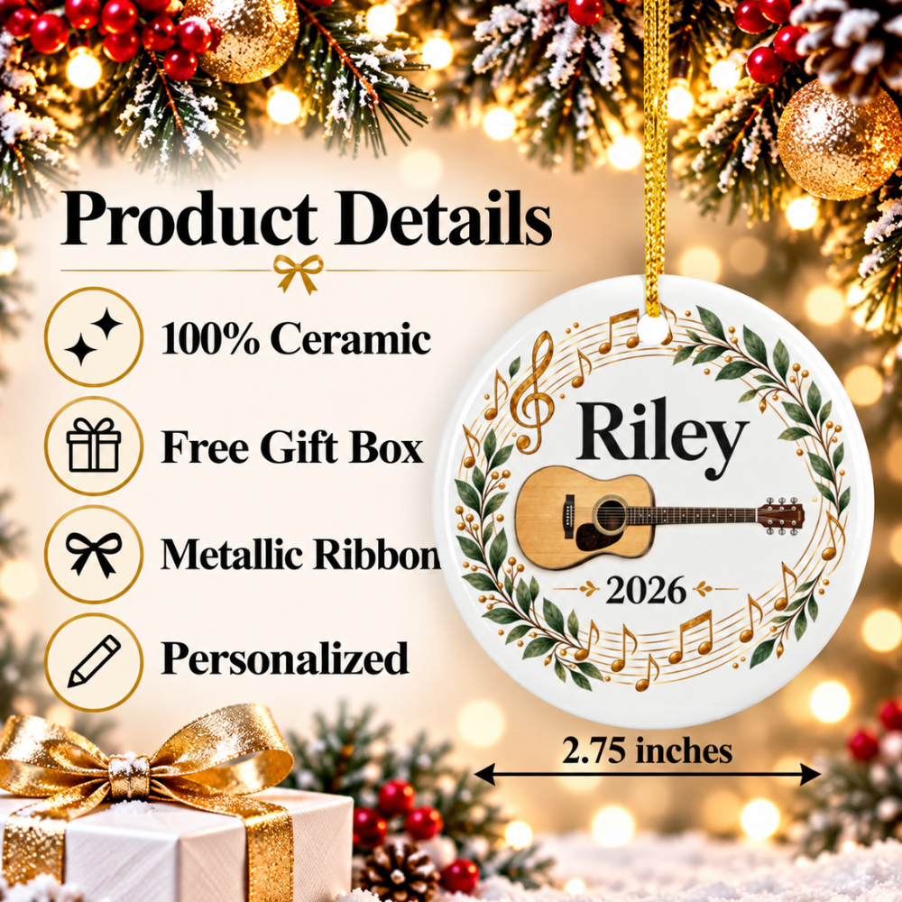 Personalized Guitar Ornament 2026, Guitar Player Christmas Ornament, Custom Name Music Gift (Copy) (Copy)