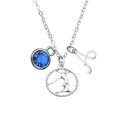Personalized Girls Gymnastics Necklace with Birthstone Charm