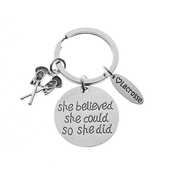 Lacrosse Keychain - She Believed She Could So She Did