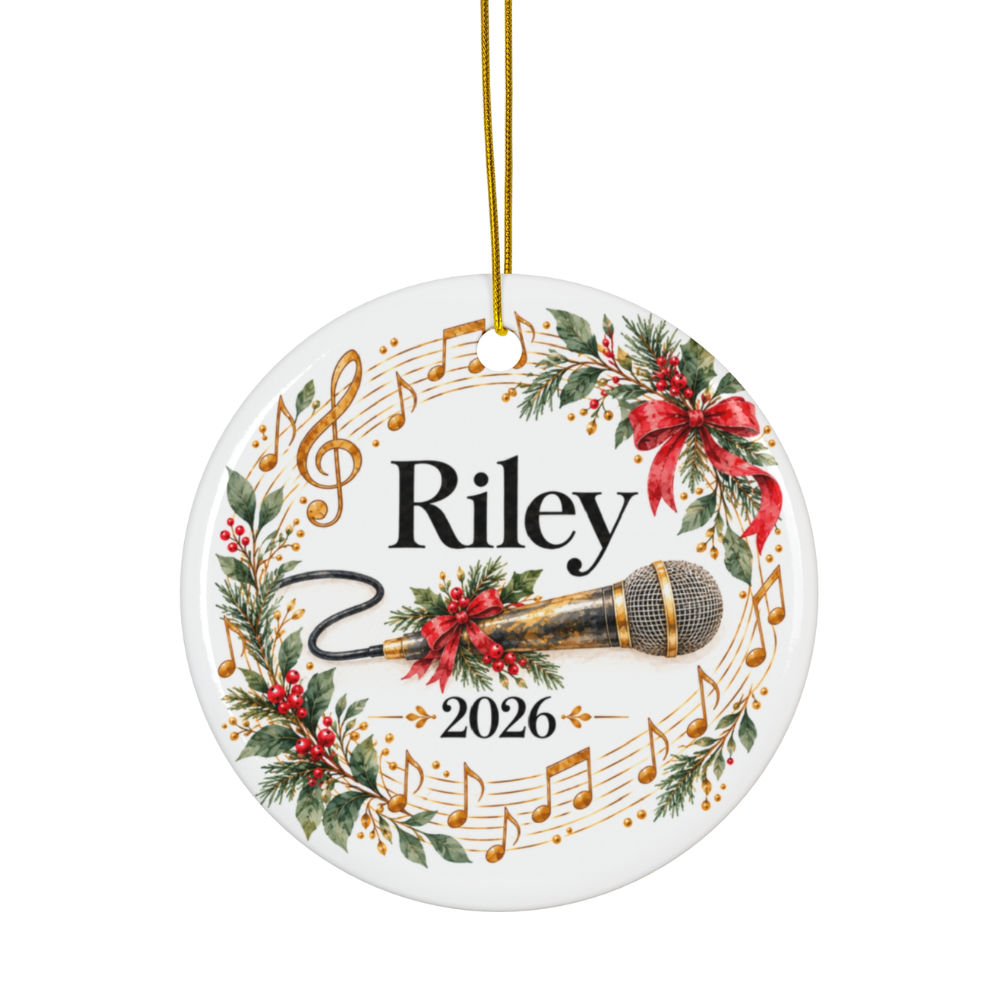 Personalized Microphone Ornament 2026, Singer Christmas Ornament, Custom Name Music Gift
