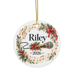 Personalized Microphone Ornament 2026, Singer Christmas Ornament, Custom Name Music Gift