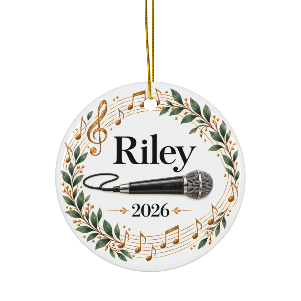 Personalized Microphone Ornament 2026, Singer Christmas Ornament, Custom Name Music Gift