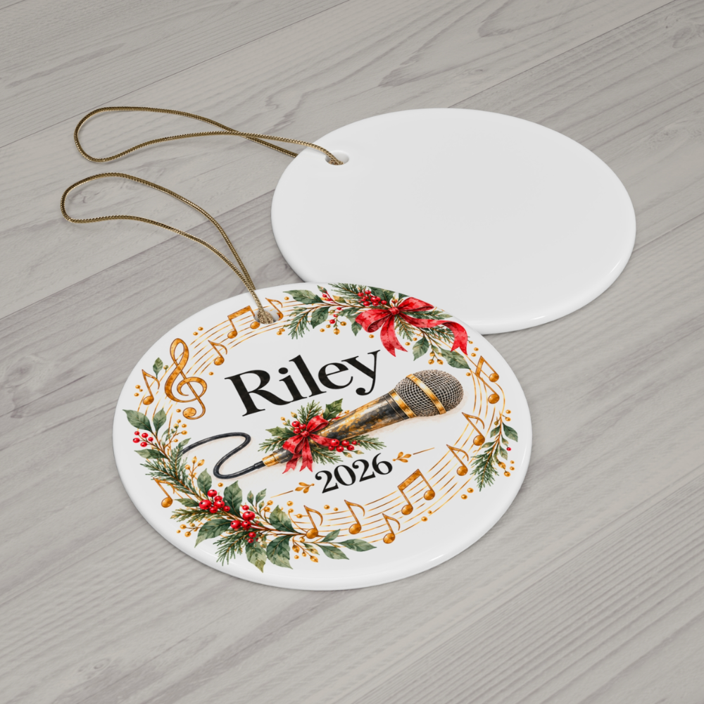 Personalized Microphone Ornament 2026, Singer Christmas Ornament, Custom Name Music Gift