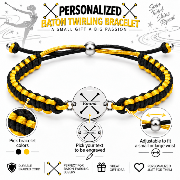 Personalized Multi Color Baton Twirling Bracelet