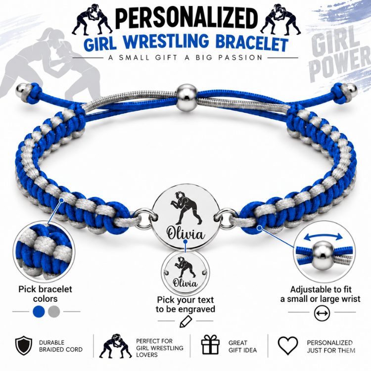 Personalized Multi Color Girl Wrestling Bracelet
