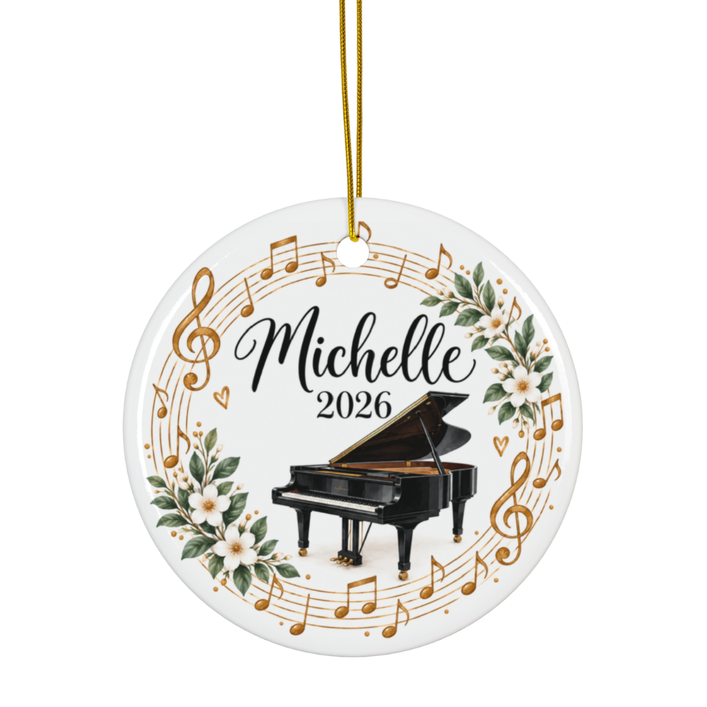 Personalized Piano Ornament 2026, Pianist Christmas Ornament, Custom Name Piano Player Gift