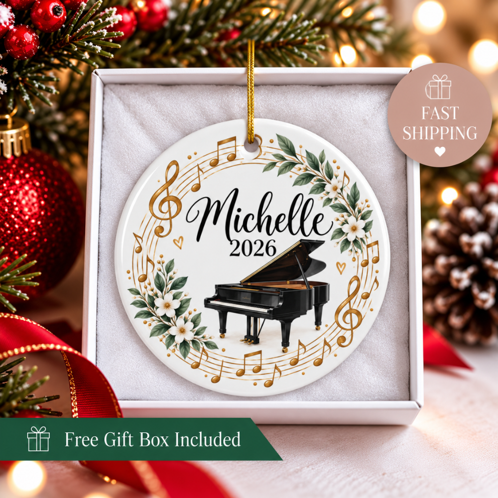 Personalized Piano Ornament 2026, Pianist Christmas Ornament, Custom Name Piano Player Gift