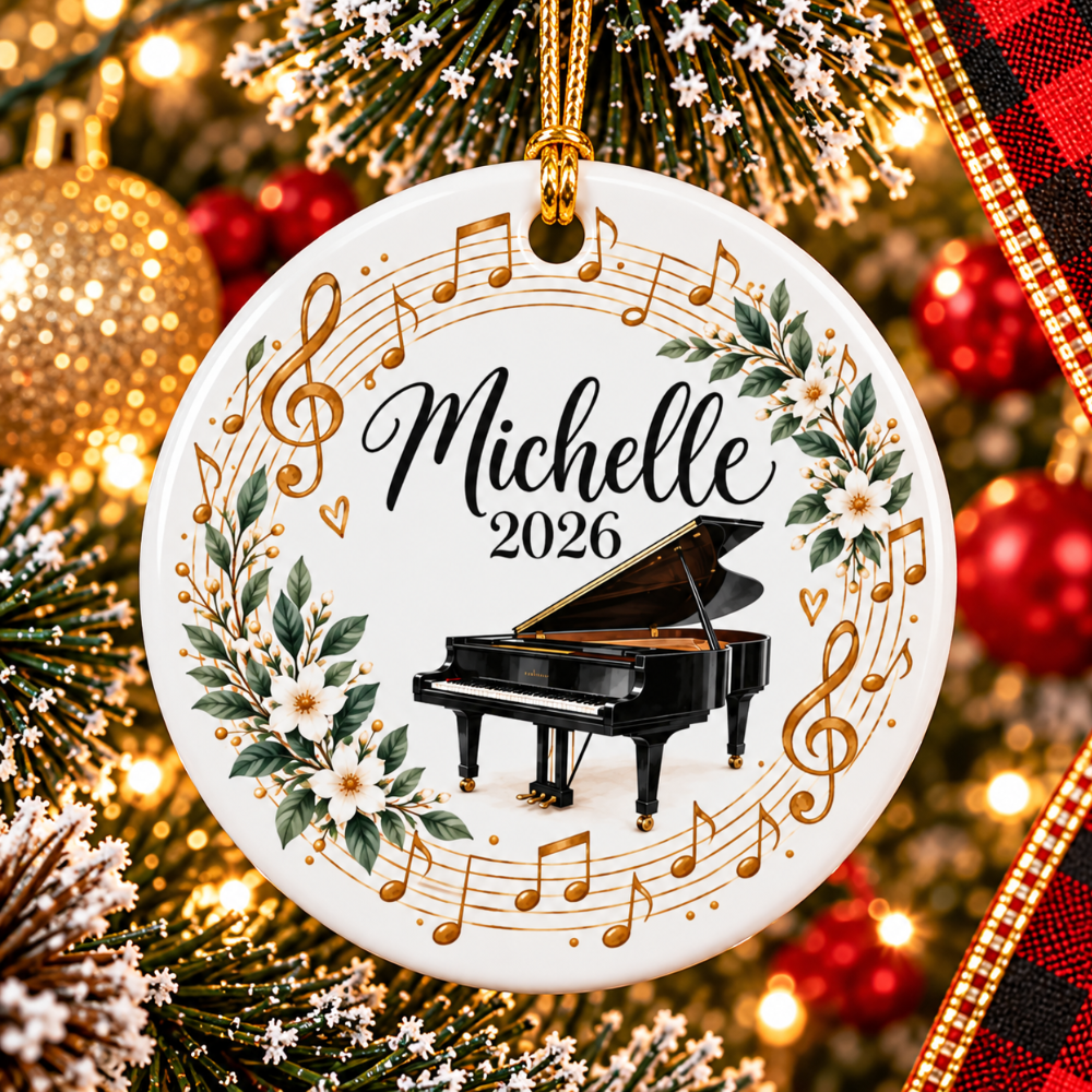 Personalized Piano Ornament 2026, Pianist Christmas Ornament, Custom Name Piano Player Gift
