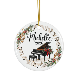 Personalized Piano Ornament 2026, Pianist Christmas Ornament, Custom Name Piano Player Gift