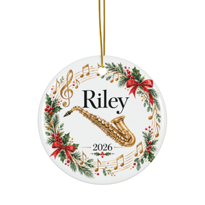 Personalized Saxophone Ornament 2026, Sax Player Christmas Ornament, Custom Name Music Gift