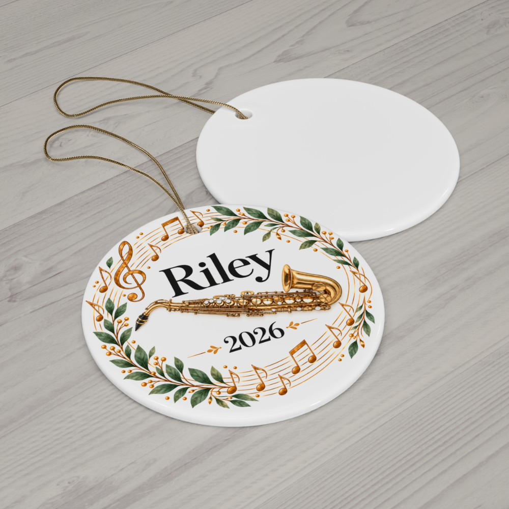 Personalized Saxophone Ornament 2026, Sax Player Christmas Ornament, Custom Name Music Gift