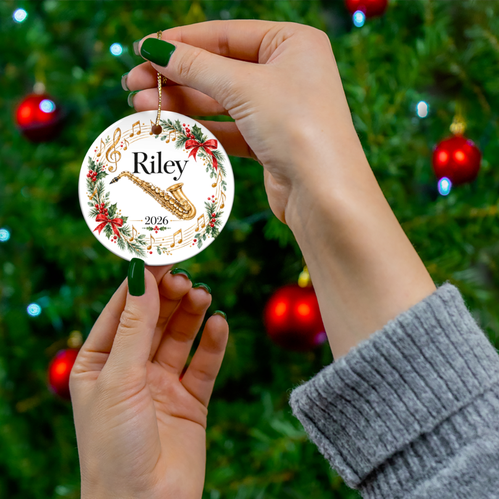 Personalized Saxophone Ornament 2026, Sax Player Christmas Ornament, Custom Name Music Gift