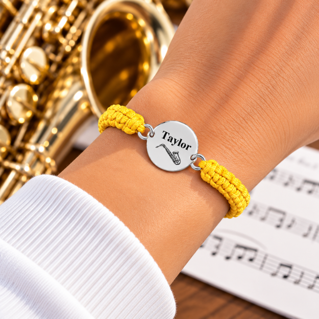 Personalized Saxophone Rope Bracelet - Pick Color
