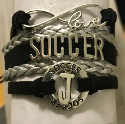 Soccer Infinity Bracelet with Personalized Charms