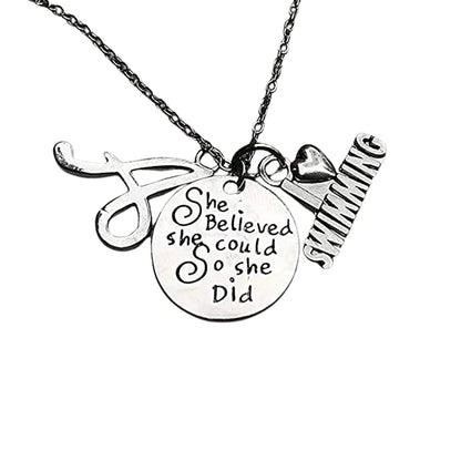 Girls Swim She Believed She Could So She Did Necklace