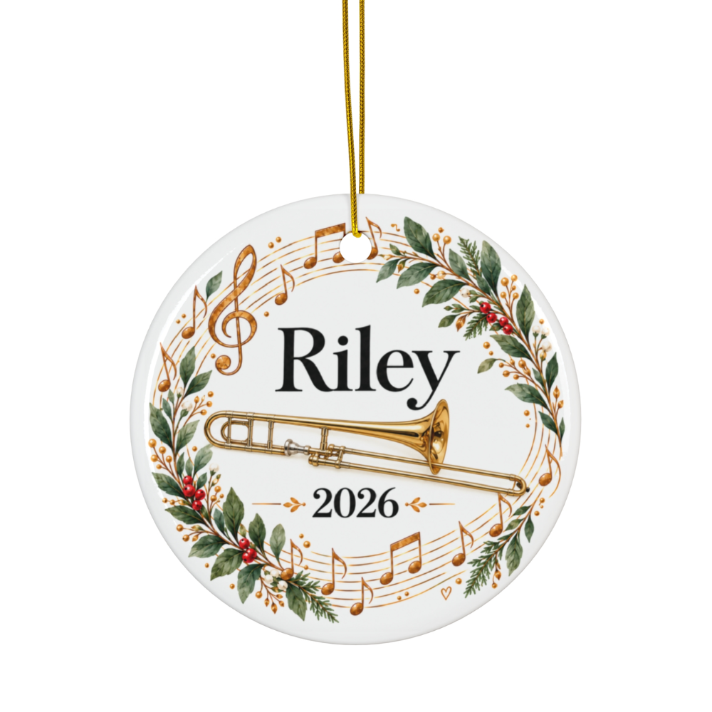 Personalized Trombone Ornament 2026, Trombone Player Christmas Ornament, Custom Name Music Gift
