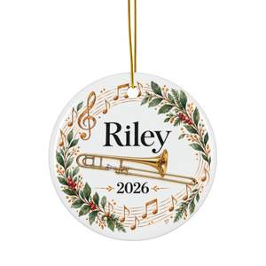Personalized Trombone Ornament 2026, Trombone Player Christmas Ornament, Custom Name Music Gift