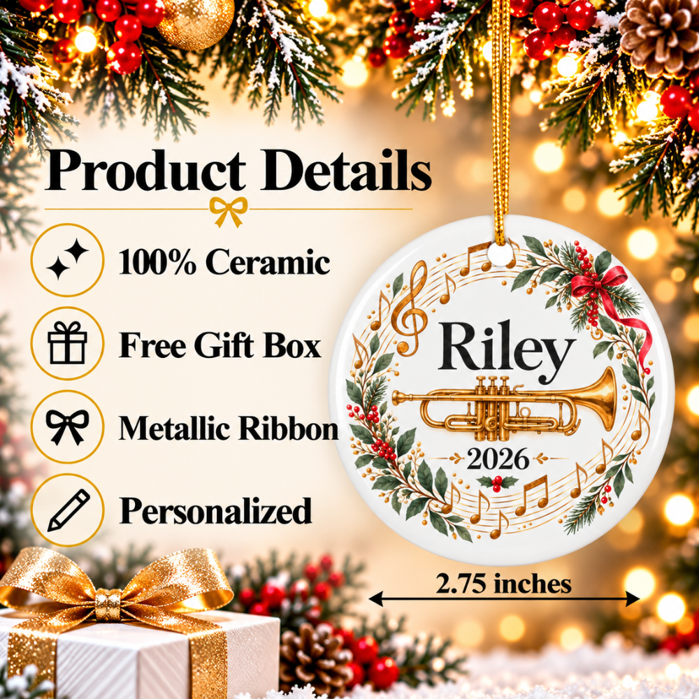 Personalized Trumpet Ornament 2026, Trumpet Player Christmas Ornament, Custom Name Music Gift (Copy) (Copy)