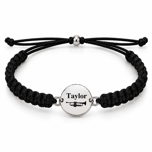 Personalized Trumpet Rope Bracelet - Pick Color