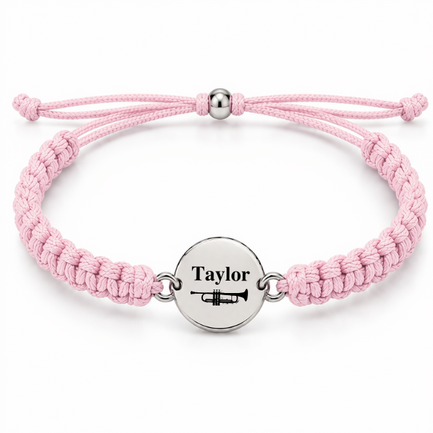 Personalized Trumpet Rope Bracelet - Pick Color