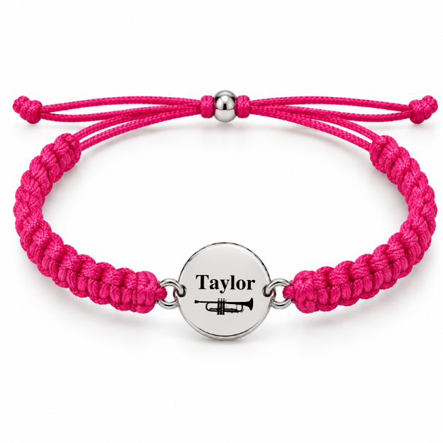 Personalized Trumpet Rope Bracelet - Pick Color