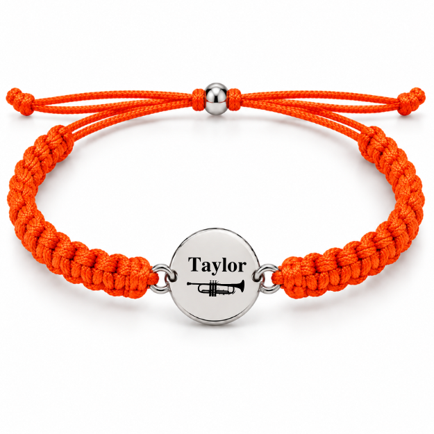 Personalized Trumpet Rope Bracelet - Pick Color