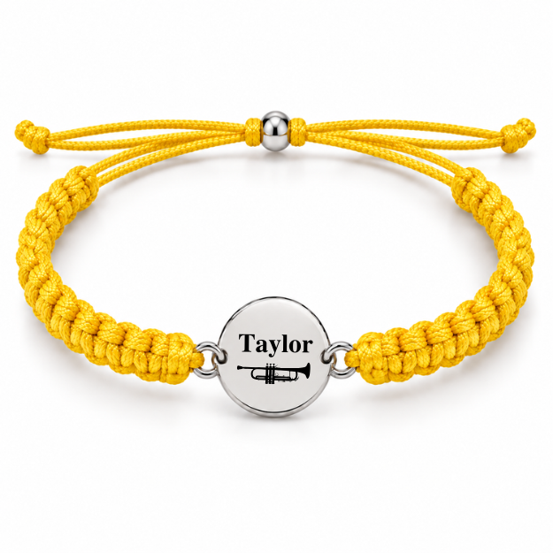 Personalized Trumpet Rope Bracelet - Pick Color