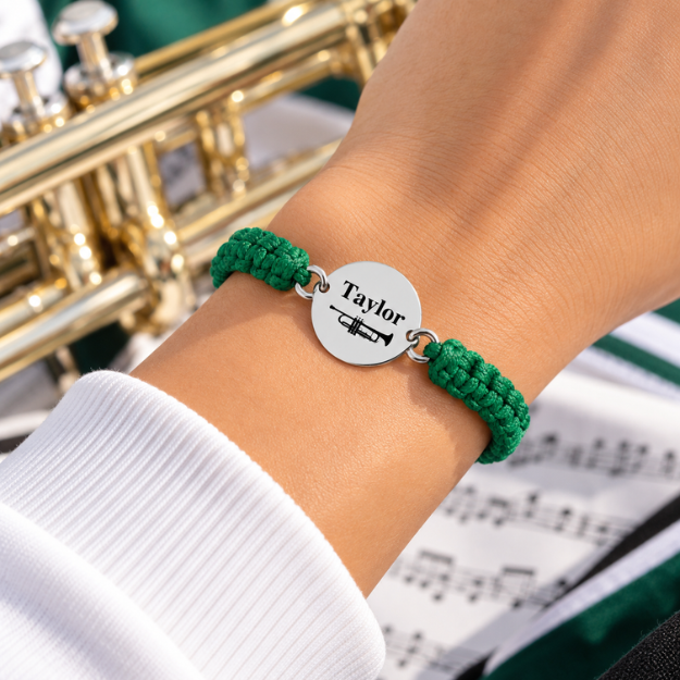 Personalized Trumpet Rope Bracelet - Pick Color