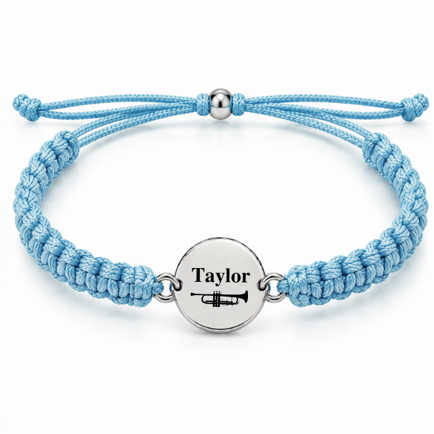 Personalized Trumpet Rope Bracelet - Pick Color