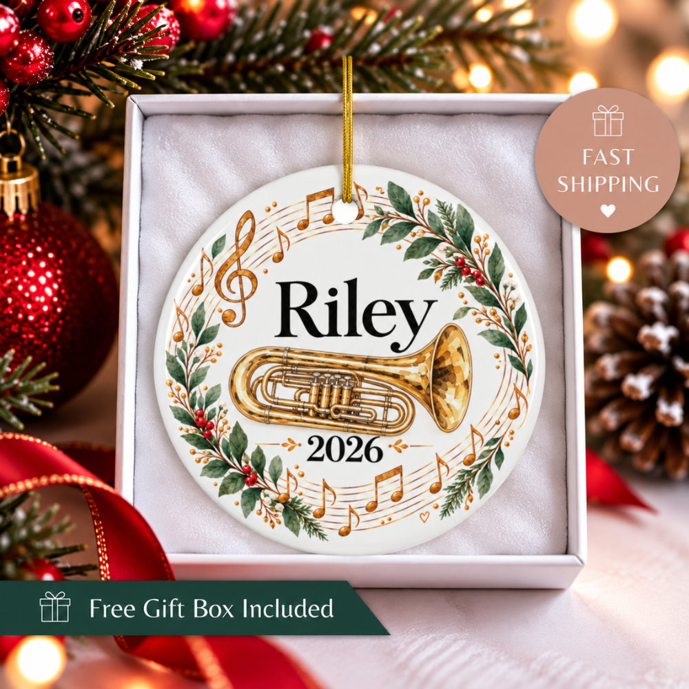 Personalized Tuba Ornament 2026, Tuba Player Christmas Ornament, Custom Name Band Gift