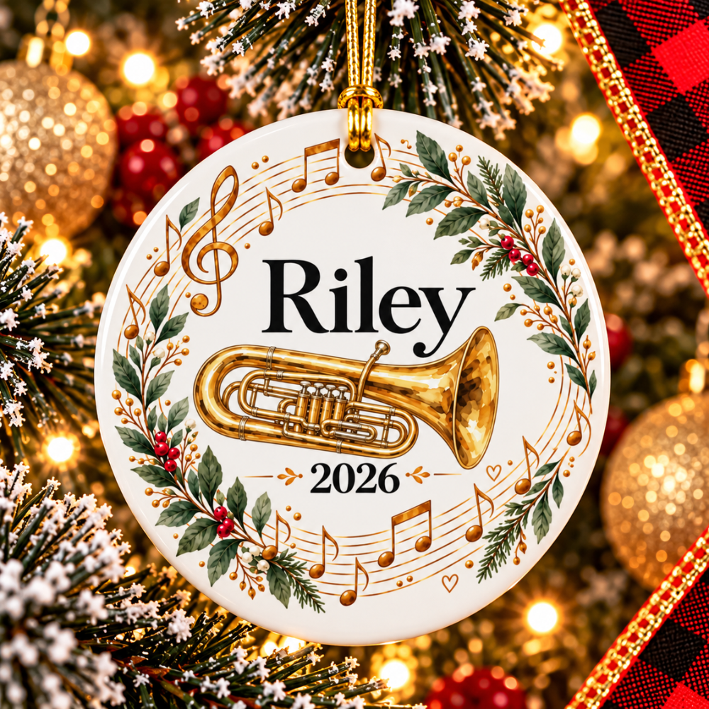 Personalized Tuba Ornament 2026, Tuba Player Christmas Ornament, Custom Name Band Gift