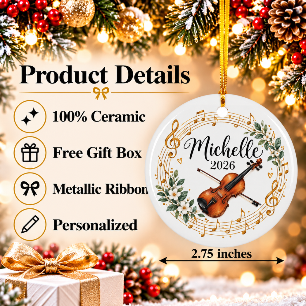 Personalized Violin Ornament 2026, Violin Player Christmas Ornament, Custom Name Music Gift (Copy)