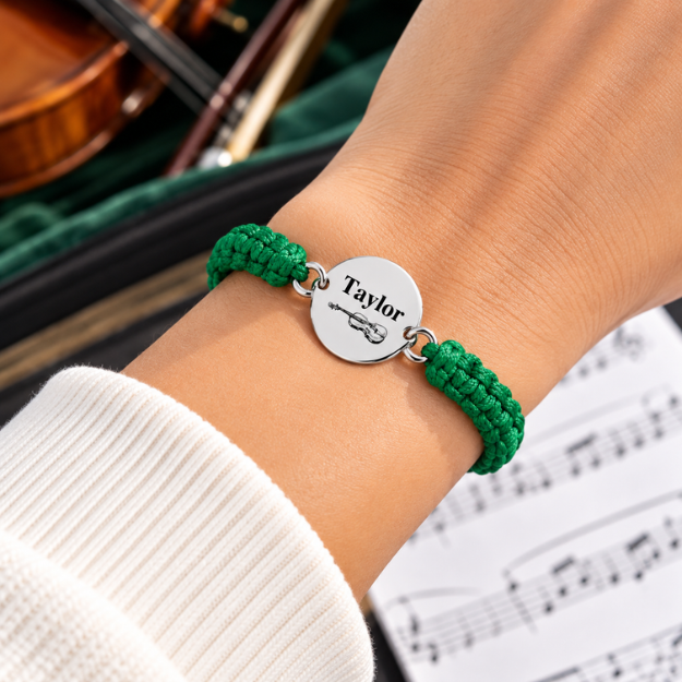 Personalized Violin Rope Bracelet - Pick Color