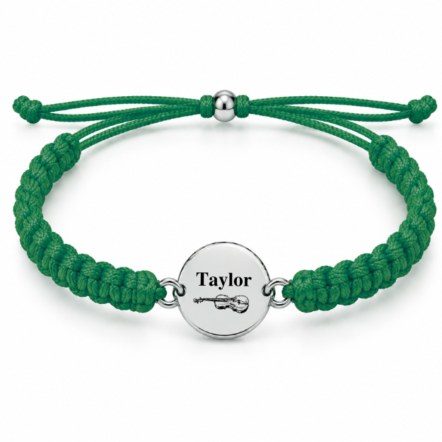 Personalized Violin Rope Bracelet - Pick Color