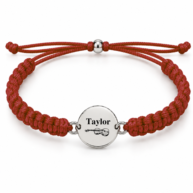Personalized Violin Rope Bracelet - Pick Color