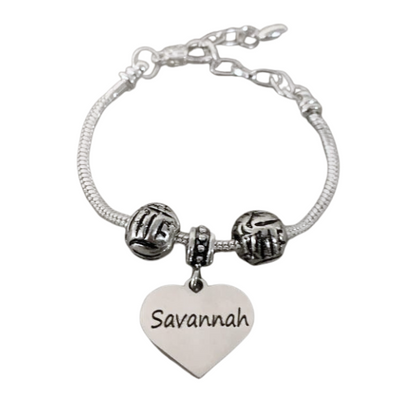 Personalized Volleyball Beaded Engraved Bracelet