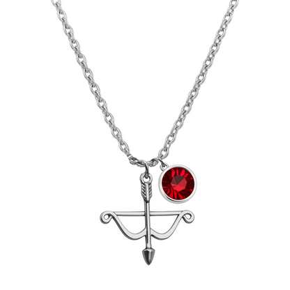 Personalized Archery Bow and Arrow Pendant- Birthstone